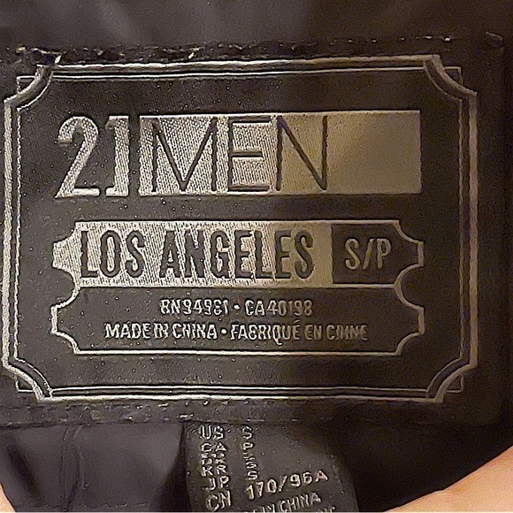 21 Men Los Angeles Men's Black Zip Front Bomber Jacket Size Small - Picture 3 of 10